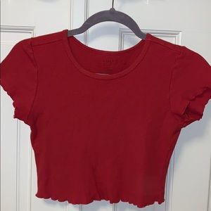 Brandy Melville Red Waffle Crop Top